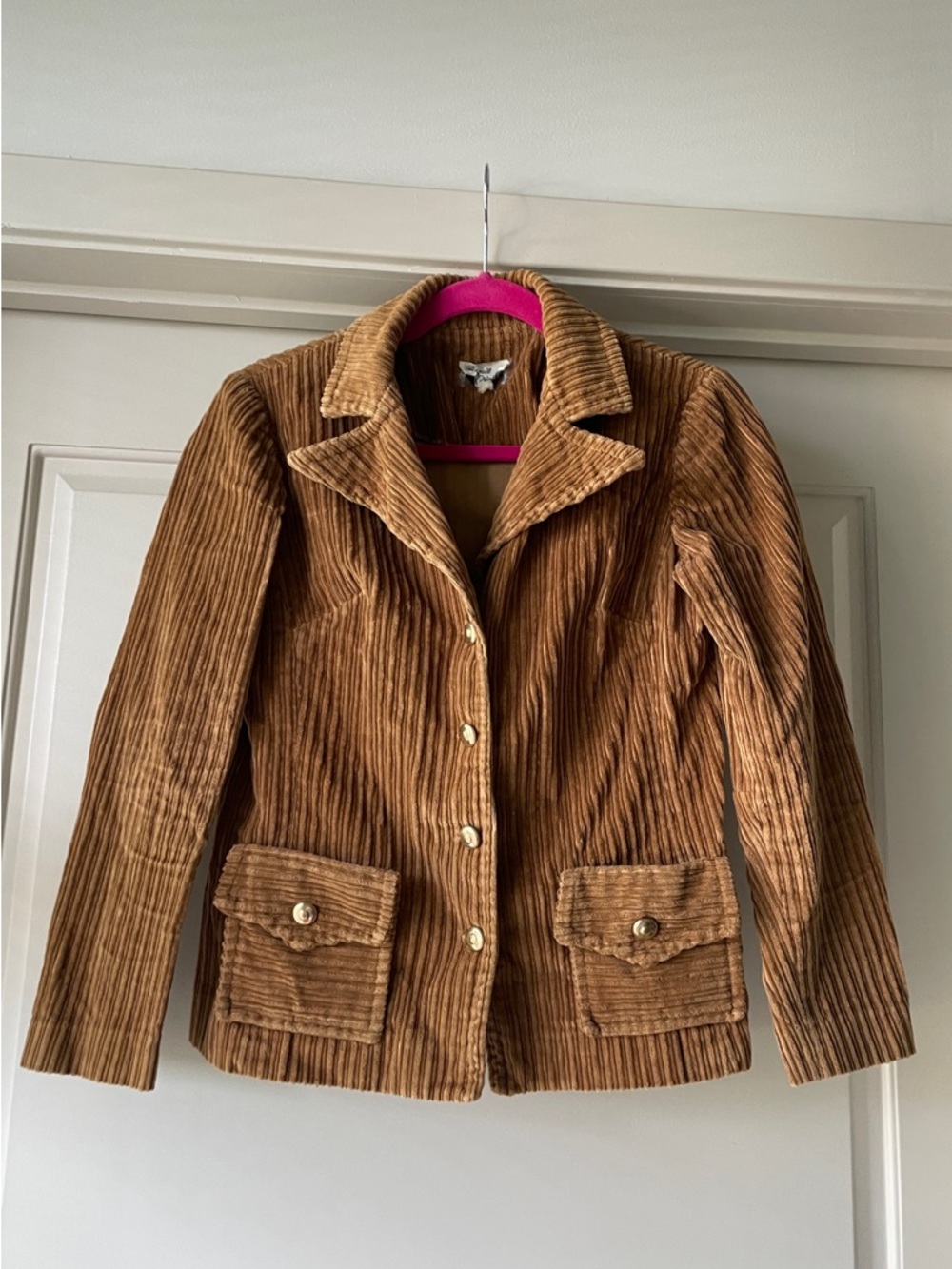 Vintage Corduroy Button-Front Jacket in Camel Brown